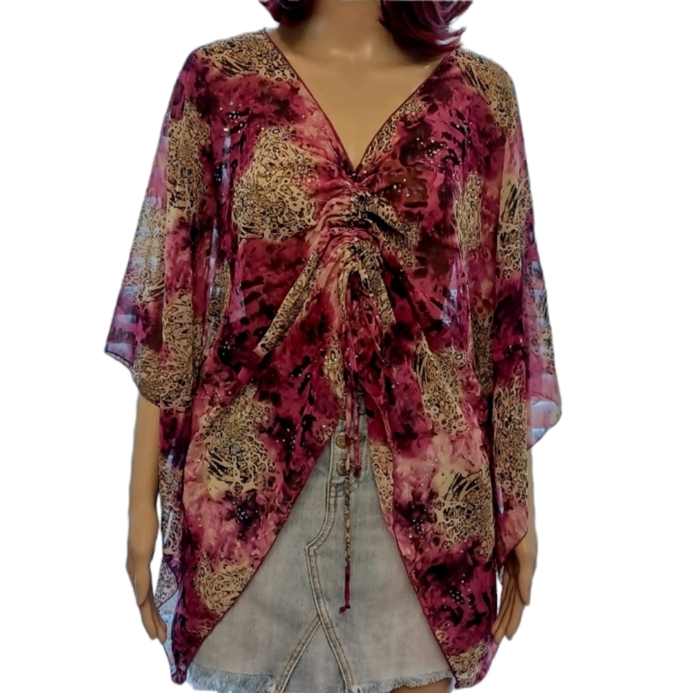 Jaipur Semi-sheer Cover-up Top - Size Medium - Picture 3 of 8